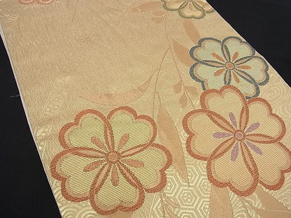 平和屋着物■六通柄袋帯 枝垂れ花文 金糸 逸品 n-kg1538