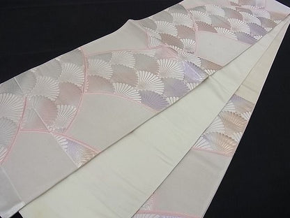 平和屋着物■六通柄袋帯 唐織 松葉青海波 銀糸 逸品 n-kg1579
