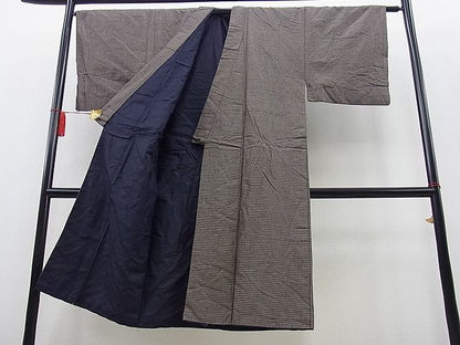 平和屋着物■男性 お召 絣文様 逸品 n-kg2064