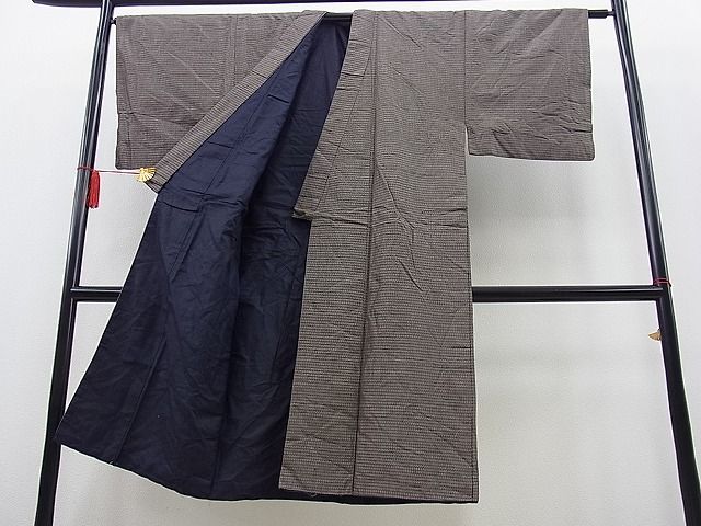 平和屋着物■男性 お召 絣文様 逸品 n-kg2064