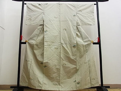 平和屋着物■上質なお召　鳥居　毘沙門亀甲　逸品　n-kg2411