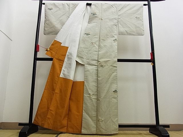 平和屋着物■上質なお召　鳥居　毘沙門亀甲　逸品　n-kg2411