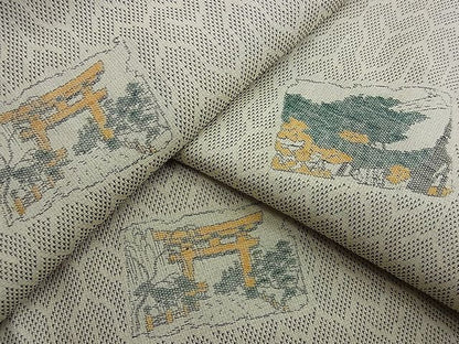 平和屋着物■上質なお召　鳥居　毘沙門亀甲　逸品　n-kg2411