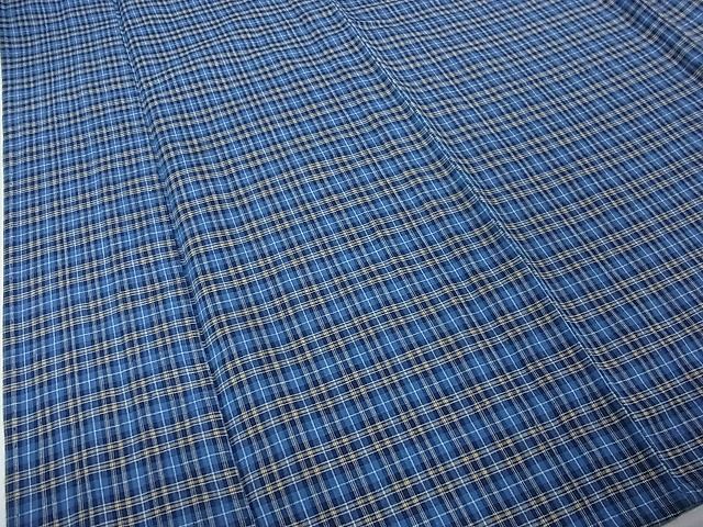 平和屋本店▽極上　国指定無形文化財　丹波布　単衣　格子　逸品　3kh1122