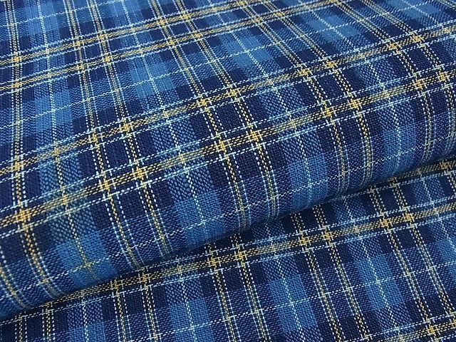 平和屋本店▽極上　国指定無形文化財　丹波布　単衣　格子　逸品　3kh1122