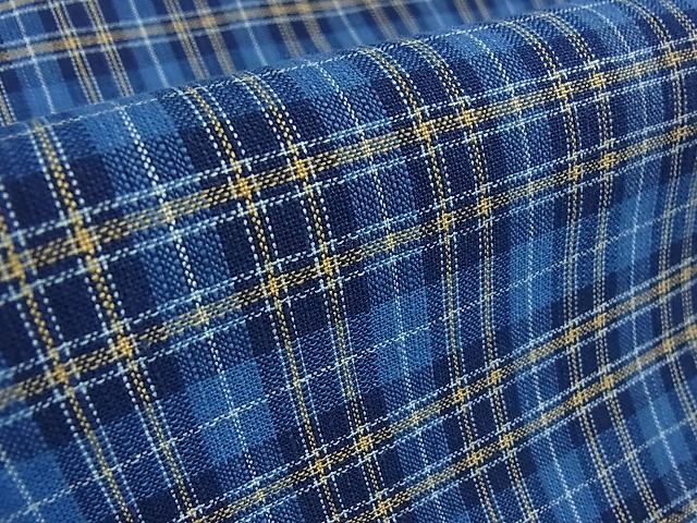 平和屋本店▽極上　国指定無形文化財　丹波布　単衣　格子　逸品　3kh1122