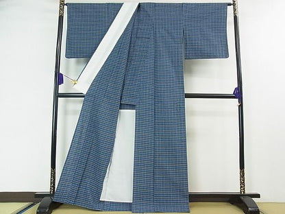 平和屋本店▽極上　国指定無形文化財　丹波布　単衣　格子　逸品　3kh1122