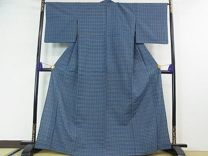平和屋本店▽極上　国指定無形文化財　丹波布　単衣　格子　逸品　3kh1122