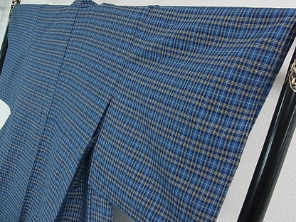 平和屋本店▽極上　国指定無形文化財　丹波布　単衣　格子　逸品　3kh1122