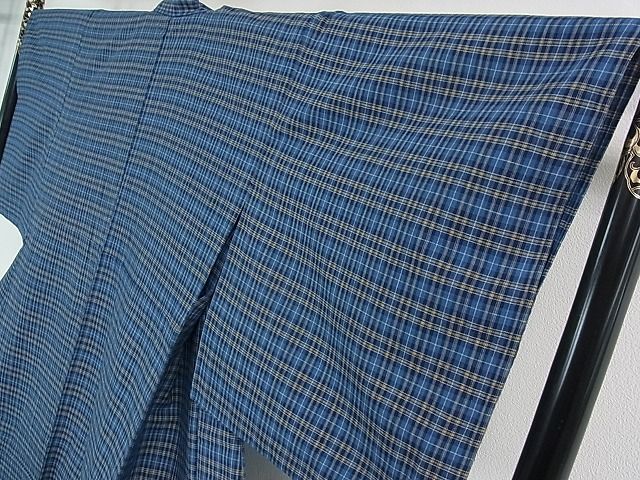 平和屋本店▽極上　国指定無形文化財　丹波布　単衣　格子　逸品　3kh1122