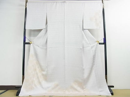 平和屋本店▽極上　訪問着　単衣　駒刺繍　宝相華　月白色地　金彩　逸品　DZAA0475kh4
