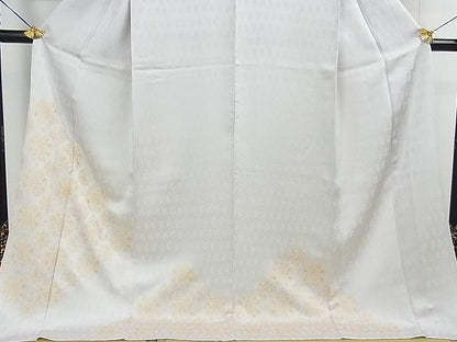 平和屋本店▽極上　訪問着　単衣　駒刺繍　宝相華　月白色地　金彩　逸品　DZAA0475kh4
