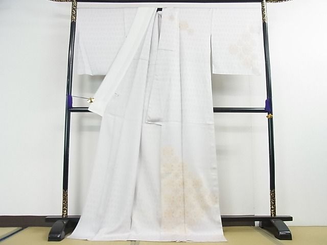 平和屋本店▽極上　訪問着　単衣　駒刺繍　宝相華　月白色地　金彩　逸品　DZAA0475kh4