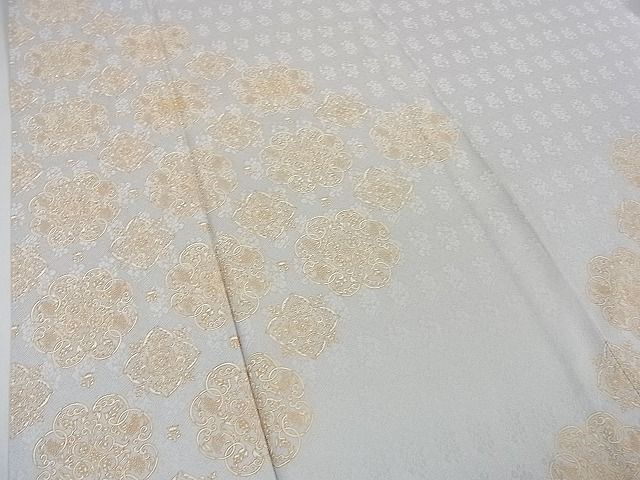 平和屋本店▽極上　訪問着　単衣　駒刺繍　宝相華　月白色地　金彩　逸品　DZAA0475kh4