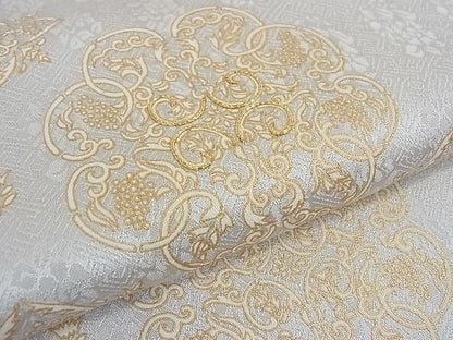 平和屋本店▽極上　訪問着　単衣　駒刺繍　宝相華　月白色地　金彩　逸品　DZAA0475kh4