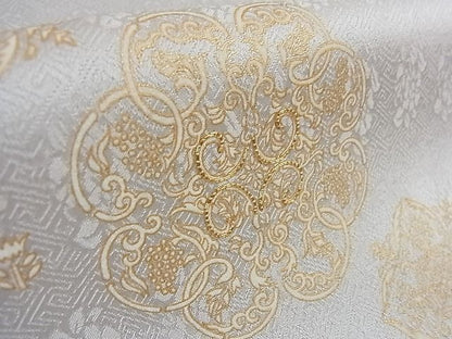 平和屋本店▽極上　訪問着　単衣　駒刺繍　宝相華　月白色地　金彩　逸品　DZAA0475kh4