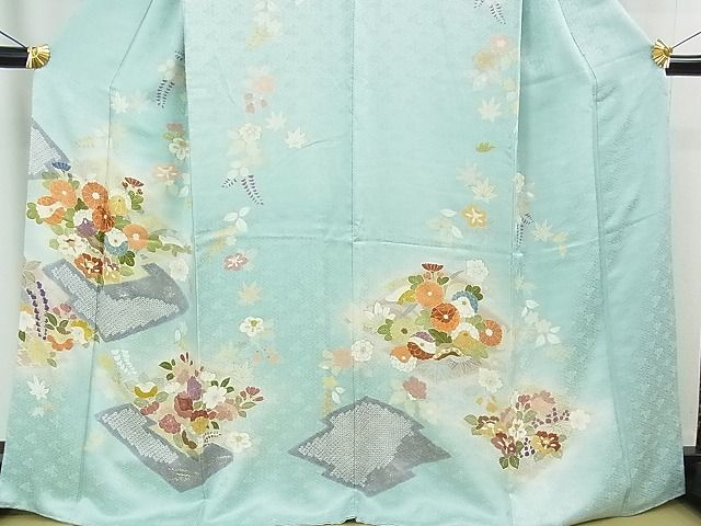 期間限定セール20％off●極上 創業460年・千總 訪問着 駒刺繍 吉祥花文 瓶覗色地 暈し染め 金銀彩 阪急百貨店扱い 逸品 3kh1359