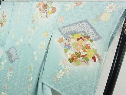 期間限定セール20％off●極上 創業460年・千總 訪問着 駒刺繍 吉祥花文 瓶覗色地 暈し染め 金銀彩 阪急百貨店扱い 逸品 3kh1359