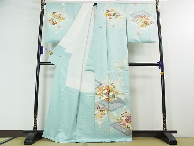 期間限定セール20％off●極上 創業460年・千總 訪問着 駒刺繍 吉祥花文 瓶覗色地 暈し染め 金銀彩 阪急百貨店扱い 逸品 3kh1359