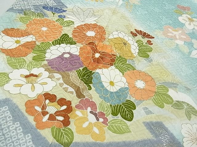 期間限定セール20％off●極上 創業460年・千總 訪問着 駒刺繍 吉祥花文 瓶覗色地 暈し染め 金銀彩 阪急百貨店扱い 逸品 3kh1359