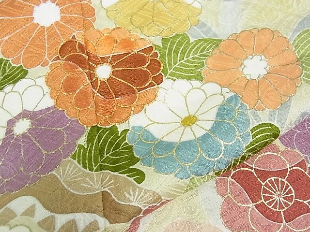 期間限定セール20％off●極上 創業460年・千總 訪問着 駒刺繍 吉祥花文 瓶覗色地 暈し染め 金銀彩 阪急百貨店扱い 逸品 3kh1359