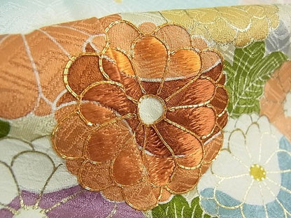 期間限定セール20％off●極上 創業460年・千總 訪問着 駒刺繍 吉祥花文 瓶覗色地 暈し染め 金銀彩 阪急百貨店扱い 逸品 3kh1359