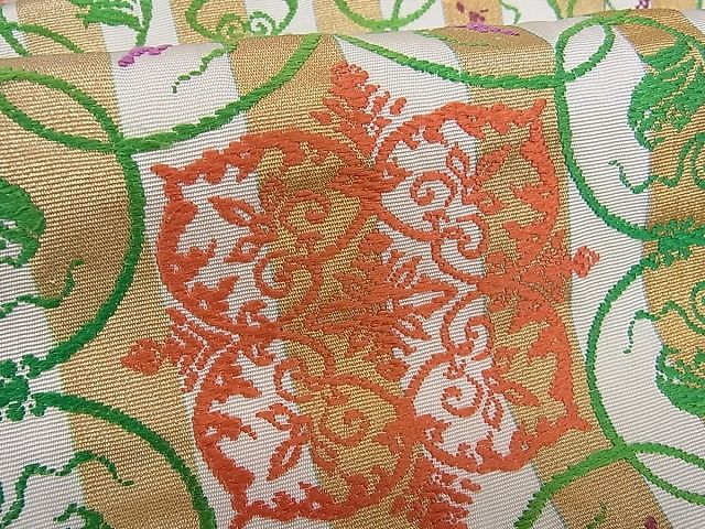 平和屋本店■最高級　龍村平蔵製　本袋帯　間道手葡萄唐草　金糸　逸品　kh142 - 平和屋