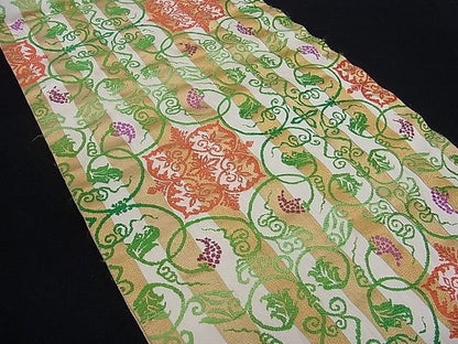 平和屋本店■最高級　龍村平蔵製　本袋帯　間道手葡萄唐草　金糸　逸品　kh142 - 平和屋