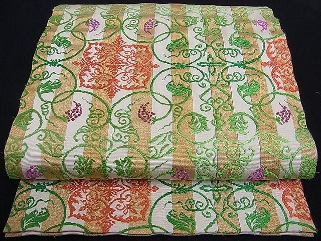 平和屋本店■最高級　龍村平蔵製　本袋帯　間道手葡萄唐草　金糸　逸品　kh142 - 平和屋