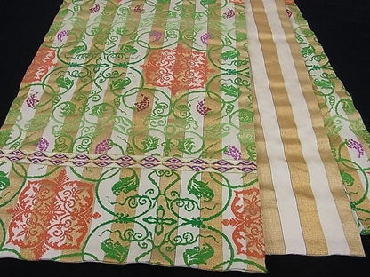 平和屋本店■最高級　龍村平蔵製　本袋帯　間道手葡萄唐草　金糸　逸品　kh142 - 平和屋