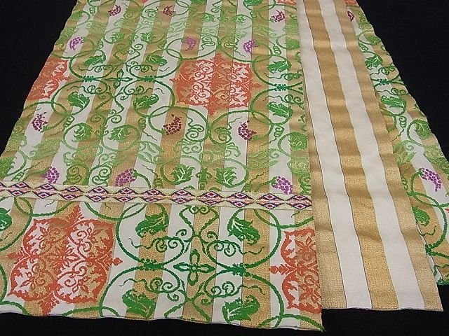 平和屋本店■最高級　龍村平蔵製　本袋帯　間道手葡萄唐草　金糸　逸品　kh142 - 平和屋