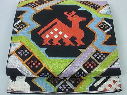 平和屋本店■最高級　龍村平蔵製　有栖川鹿手　本袋帯　黒地　金銀糸　逸品　kh230 - 平和屋