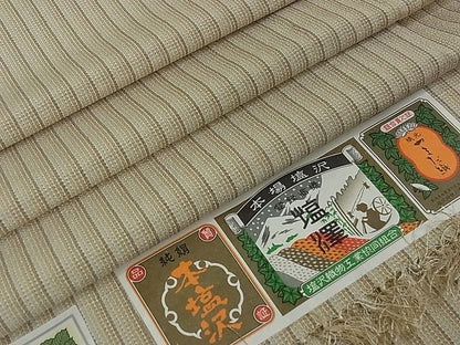 平和屋本店■極上　本塩沢　やまだ織　単衣　間道　小出マサイ作　さが美扱い　証紙付き　逸品　未使用　3kh810
