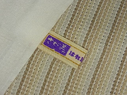 平和屋本店■極上　本塩沢　やまだ織　単衣　間道　小出マサイ作　さが美扱い　証紙付き　逸品　未使用　3kh810