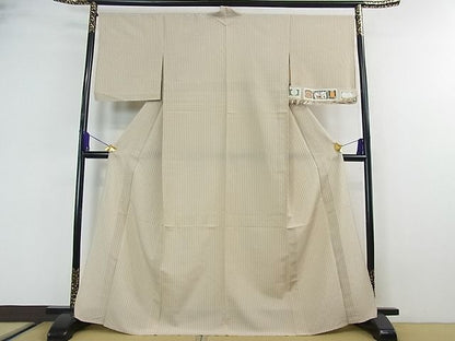平和屋本店■極上　本塩沢　やまだ織　単衣　間道　小出マサイ作　さが美扱い　証紙付き　逸品　未使用　3kh810