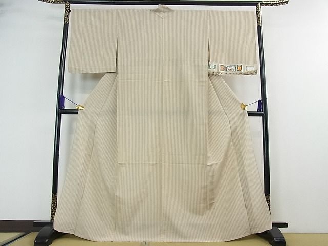 平和屋本店■極上　本塩沢　やまだ織　単衣　間道　小出マサイ作　さが美扱い　証紙付き　逸品　未使用　3kh810