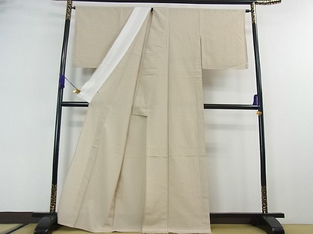平和屋本店■極上　本塩沢　やまだ織　単衣　間道　小出マサイ作　さが美扱い　証紙付き　逸品　未使用　3kh810