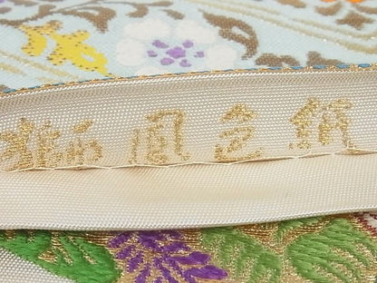 平和屋本店●極上 二代目・龍村平蔵 龍村光翔 六通柄 本袋帯 獅鳳色紙 金糸 正絹 逸品 kk313