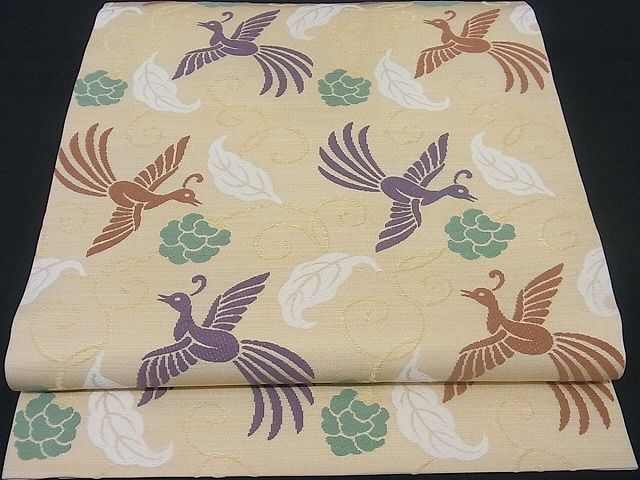 平和屋本店●極上　俵屋　人間国宝　喜多川平朗  有職織物　六通柄袋帯　鳳凰文　金糸　正絹　逸品　kk589