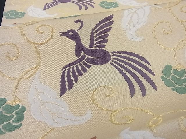 平和屋本店●極上　俵屋　人間国宝　喜多川平朗  有職織物　六通柄袋帯　鳳凰文　金糸　正絹　逸品　kk589