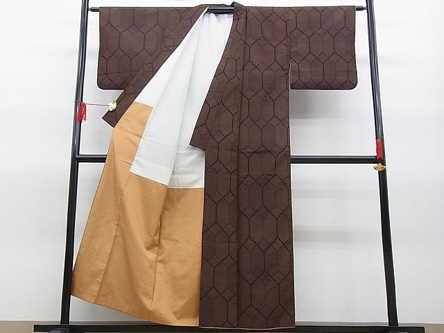 平和屋着物■上質な紬　亀甲文　逸品　n-kv0854