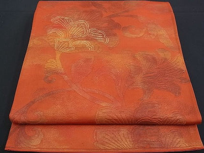平和屋着物■六通柄袋帯 ふくれ織 花唐草文 金糸 逸品 n-kv0890