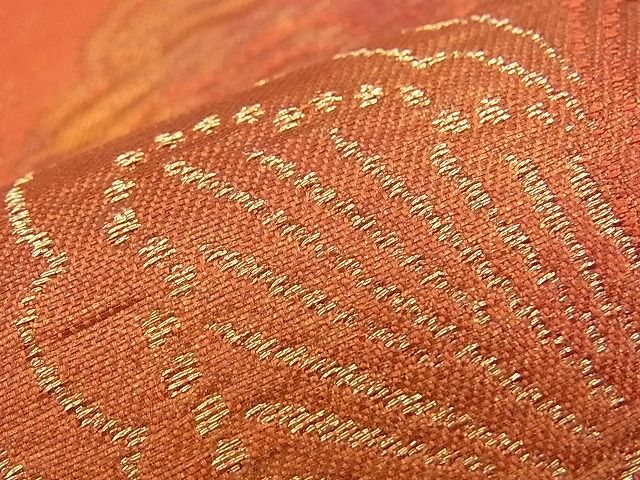 平和屋着物■六通柄袋帯 ふくれ織 花唐草文 金糸 逸品 n-kv0890