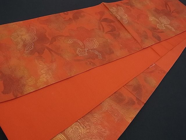 平和屋着物■六通柄袋帯 ふくれ織 花唐草文 金糸 逸品 n-kv0890