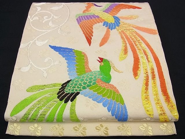 期間限定セール30％off●極上　龍村平蔵製　本袋帯　尾長鳥　逸品s6961