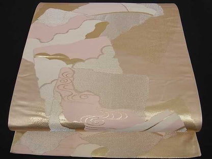 平和屋着物■六通柄袋帯 破れ色紙重ね 金糸 逸品 ma1339