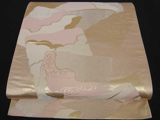 平和屋着物■六通柄袋帯 破れ色紙重ね 金糸 逸品 ma1339