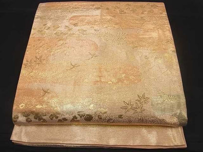 平和屋着物■六通柄袋帯 霞花鳥文 金糸 逸品 ma2163