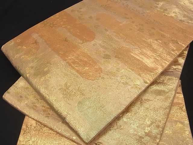 平和屋着物■六通柄袋帯 霞花鳥文 金糸 逸品 ma2163