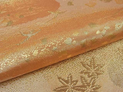 平和屋着物■六通柄袋帯 霞花鳥文 金糸 逸品 ma2163